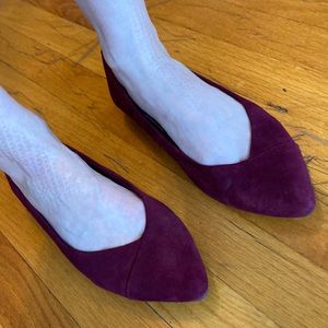 VIONIC arch support comfort shoes pointed toe flats burgundy suede size 10